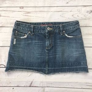 -American Eagle- Jean Mini Skirt w/ Pink Stitching